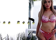 Busty blonde shemale gets her ass banged