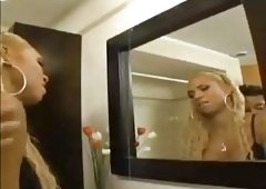 Blonde ebony TS likes ass banging