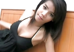 Playful ladyboy with puffy nipples is teasing her chick dick