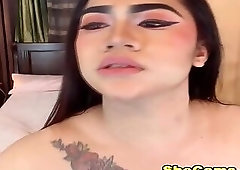 Naughty Shemale Jerking Her Cock