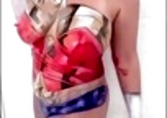 Light-haired, douche, body paint