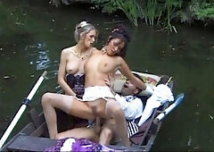 Lydia and Myrka swallow cum with passion and love on the knees