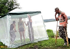 Hailey Ariana in blonde gets a cumface after a porn gang bang scene