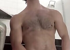 Gorgeous hunk beats meat in the shower