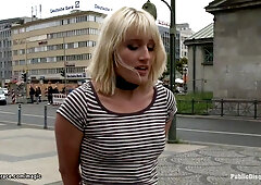 Pierced muff blonde ravaged in public