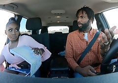 Ebony with massive melons Osa Lovely is enjoying her first IR sex