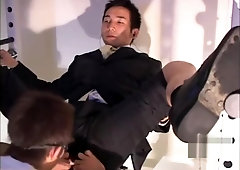 Suit man is cum squirt by blowjob.n cum injection to maked suit hole(cd)