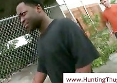 Sexy white guy with his cock showing off convinces black guy