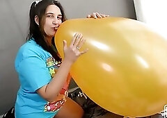 Ride and Nail Popping 7 Big Balloons with My Nude Body - Bunny Looner