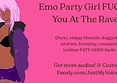 GOTH WHORE wishes to SCREW at the party!! (F4TF) Lesbo ASMR Audio