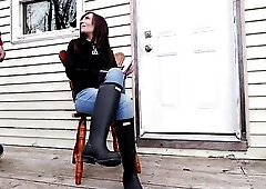 Making my wife SQUIRT in her jeans outside (Neighbors watching)