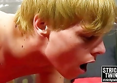 Hot blonde twink couple having lusty anal and oral