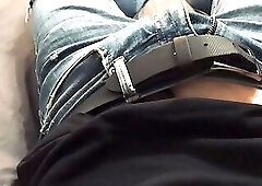 University student jerking in blue jeans after class (Teaser no cum)