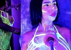 Kinky moist taco brunette anal toy play during masturbating