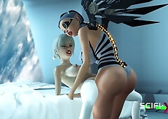 Car Toon In Cyber Angel Dickgirl Fucks A Sexy Blonde In The Space Station