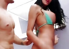 Ravishing shemale ravaged by a man after giving sloppy head