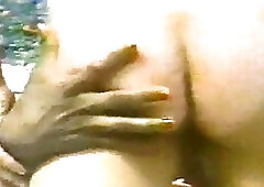 Chocolate vintage shemale drills a guy in a yard