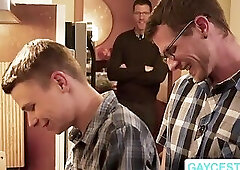 Austin enjoys threesome with hunk dudes