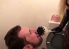 Femdom Bitches humiliate slaves in toilet