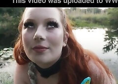 Large butt sweetheart, Siren, crawl from the swamp to rim her dominant's booty gulp piddle