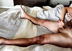 Glamorous Wife Sluggishly Strokes Up and Down Until That guy Explodes