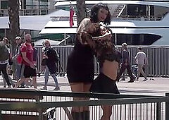 Public whipped smalltits babe by master and mistress outdoor