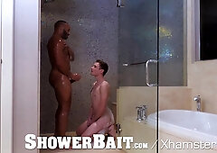 ShowerBait Multiracial Bathroom Screw With 2 Naughty Hairy men
