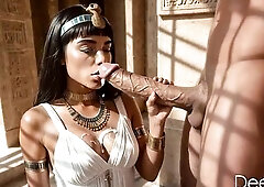 I made my serf suck my schlong, and this babe obeyed, swallowing each drop of my cum[AI]