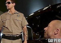 Gay suspect hammered hard by police officer and another stud