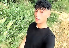 6 Outdoor Places Jerking in One Day and Big and Far Cumshot on a Path Edging