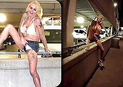 Sexy shemale, shemale outdoors public