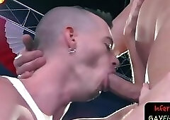 Horny gay bdsm threesome leads to anal