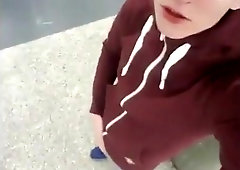 He jerks and cums in a entrance hall 3