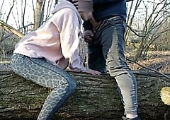 Redhead Public Deepthroats Dick And Rough Fucks In The Wood