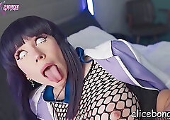 Busty brunette in stockings AliceBong gets anally fucked hard