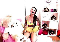 Christy Mack dresses up for Halloween then plays with herself