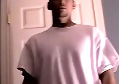 Deviant hung amateur strips naked and beats his fat cock