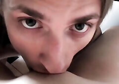 Mi Licks my Smooth Snatch Below the Table