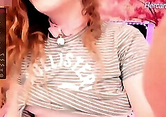 redhead american tgirl with small cock shows off her sexy ass on webcam