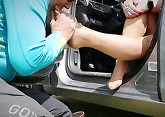 Public sex, horny milf, nylons