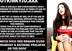 Hotkinkyjo screw red sex tool from mrhankey & extraordinary prolapse on the sofa