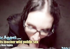 Public Agent Large melons older coach sucks large weenie in advance of public sex