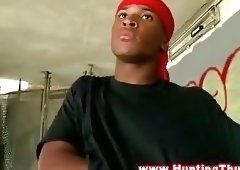 Black thugs amateur rides white dick outdoors