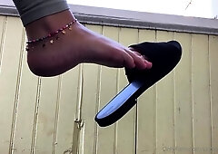 Slutty girl foot fetish with masturbation