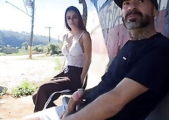 Masturbating to a redhead outdoors!