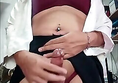 Asian Ladyboy with Hijab Masturbates