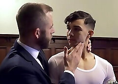 Priest becoming extremely happy to fuck the servant