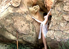 Sensual small-tit angel Lily Carter stimulates her pussy outdoor