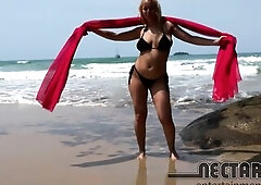 Aged wicked angel in bikini took anal wood in the sand! That babe couldn't stand the heat of the beach and asked to be broken into from behind. S