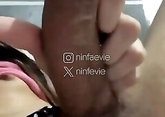 Teen with glasses pink top cum